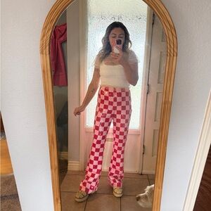 Nasty Gal Pink Sequin Checkered pants